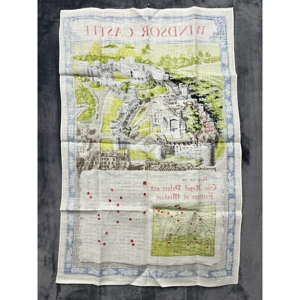 Vintage All Pure Linen Ulster Irish Weavers Windsor Castle Tea Towel